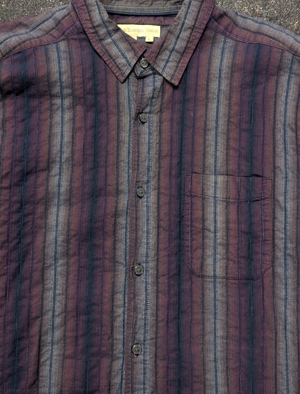 Territory Ahead Shirt Mens XL X Large Pocket Button Up Purple Long Sleeve